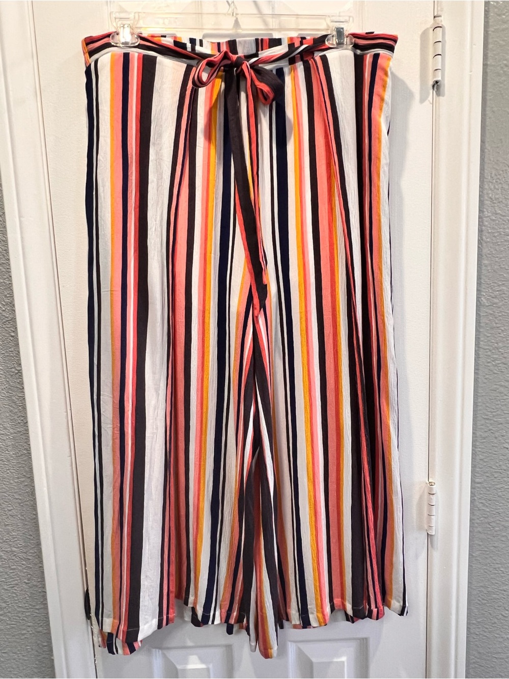 Xhilaration Striped Wide Leg Palazzo Pants Size XXL Tie Front Multi Color